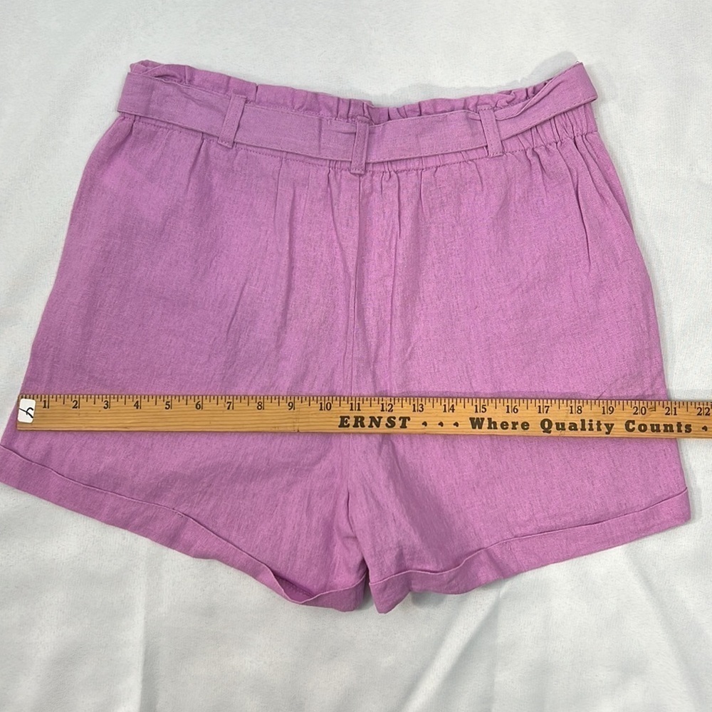 New! Revamped lilac linen blend shorts with tie waist Large - Picture 7 of 10